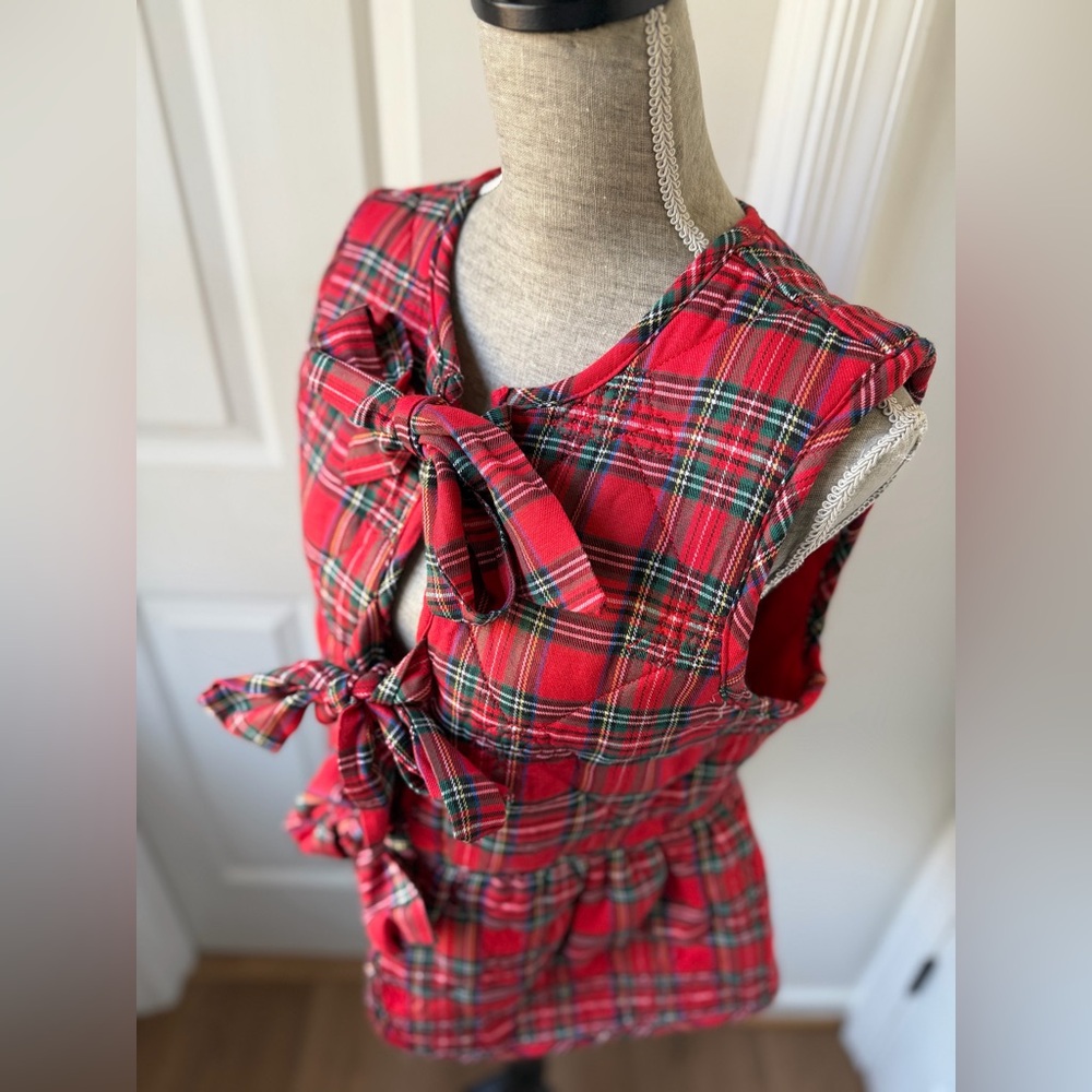Entro Red Plaid Three Bow Vest Small - Picture 3 of 6